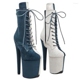 Dance Shoes 20CM/8inches Suede Upper Modern Sexy Nightclub Pole High Heel Platform Women's Ankle Boots 114