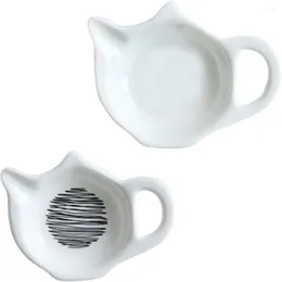 Cups Saucers 2Pcs Decorative Teabag Tray Delicate Dish For Replace Kitchen Coffee Station Home