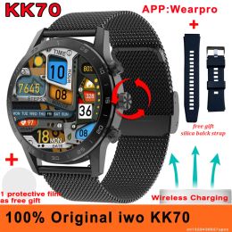 Watches Original KK70 PPG ECG Smart Watch Men Wireless charging Bluetooth Call Music Player IP68 Waterproof Password 454*454 Smartwatch