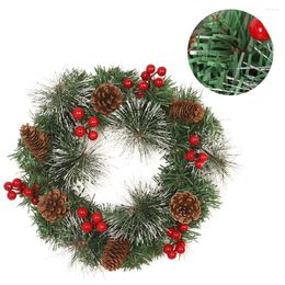 Decorative Flowers Christmas Wreath Simulative Garland With Pine Cones For Indoors Outdoors