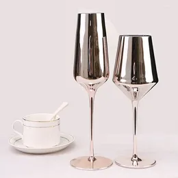 Wine Glasses 350ml Pink Rose Gold Plating Lead-free Glass Red Champagne Goblet Home Decoration