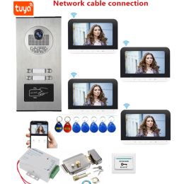 Intercom Tuya Wifi Video Intercoms for Building Rfid 2/3/4 Units Doorbell Camera Video Porteiro Intercom in Private House Interfone