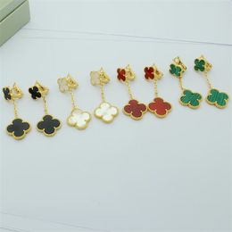 Gold Plated Earrings chain Luxury earrings Designer Flowers Four-leaf Clover Pendant earring Party Jewellery