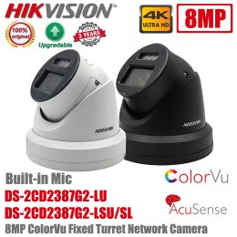 Cameras Hikvision DS2CD2387G2LSU/SL 8MP 4K Full Colour POE IP67 DS2CD2387G2LU Builtin Mic ColorVu Turret CCTV IP Camera