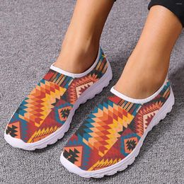 Casual Shoes INSTANTARTS African Blocked Print Light Sneakers Slip On Mesh Summer Breathable Flats Zapatos