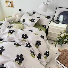 Bedding Sets Ins Nordic Pastoral Set Floral Duvet Cover With No Filling Flat Sheet Pillowcases Single Double Size Boy Girls Bedspread