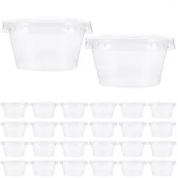 Take Out Containers 100 Pcs Takeaway Sauce Cup Disposable With Lid Cups Plastic Container Dessert Portable Mousse Small Condiment