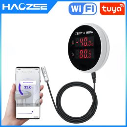 Intercom Tuya Smart Wifi Hygrometer Thermometer with External Temperature Humidity Detector,usb Charge or Rechargable Battery