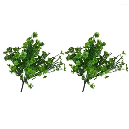 Decorative Flowers 2 Pcs Flower Greenery Party Decoration Fake Four Leaf Plant Decorations Faux Simulated Plastic For St Patrick's Day