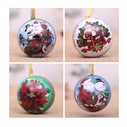 Decorative Figurines 1 Pc Christams Tinplate Round Ball Candy Storage Jar Boxes Christmas Tree Decoration(Random Colour And Style)