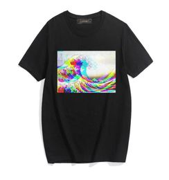 Summer Male 3D The Great Wave off Vaporwave Color Glitch Print T shirt Men Hip hop Fashion Unisex Harajuku Retro Men039s tshir6540082