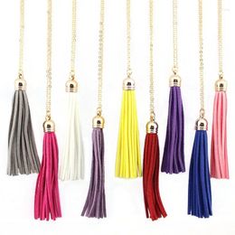 Pendant Necklaces 8cm Suede Leather Velvet Tassel Long Chain Necklace For Women Sweater Boho Bohemia Jewellery Wholesale