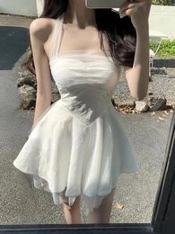 Casual Dresses Strapless Backless White Mini Dress Female Sexy Y2K Korean Fashion Women Black Short Party One Piece