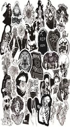 50pcsLot Gothic Stickers for Water BottleBlack White Skull StickersWaterproof Stickers Perfect for Laptop Phone Car Skate4782431