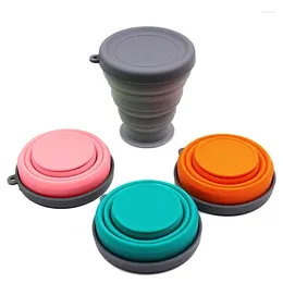 Cups Saucers 200ml Silicone Collapsible For Camping Travel Small Portable Drinking Cup With Lids Reusable Outdoor Hiking
