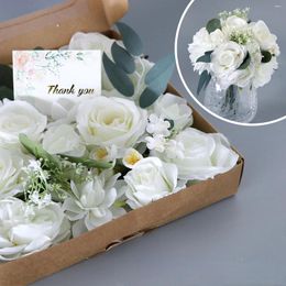 Decorative Flowers Wedding Artificial Flower Box Decorations Festival Birthday Party Home DIY Bride Bouquent Gifts Ornaments Supplies
