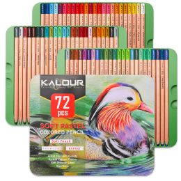 Pencils KALOUR 50/72 Pcs Vibrant Colors Soft Core Soft Pastel Colored Charcoal Pencil Colored in Tin Box,for Beginners & Pro Artists