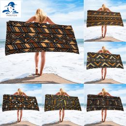 Accessories Vintage Afro Tribal Bogolan Prints Sand Free Quick Dry Beach Towel Microfiber Bath Summer Swimming Sport Fitness Yoga Bath Towel