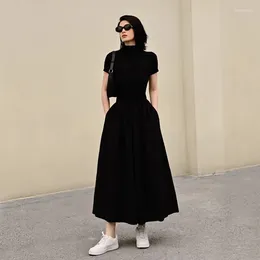 Party Dresses Women Two Tones Short Sleeved Smock Maxi Dress