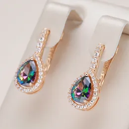 Dangle Earrings Kinel Luxury Water Drop Colorful Stone English For Women Fashion 585 Rose Gold Color Fine Wedding Party Daily Jewelry