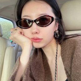 High quality fashionable New luxury designer cat's eye ins tidal pearl chain star net red sunglasses CH5424