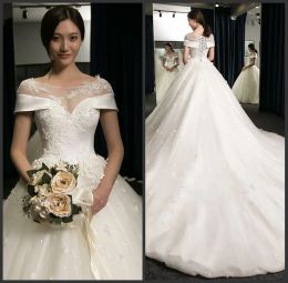 Dresses Satin Organza Online Lace Appliqued Ball Gown Wedding Dresses With Floral Appliques abanicos para boda al por mayor