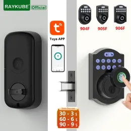 Lock RAYKUBE Tuya BLE Fingerprint Deadbolt Lock Smart Digital Lock With Auto Lock Delay Password/Key/APP Remote Unlock 904F/905F/906F