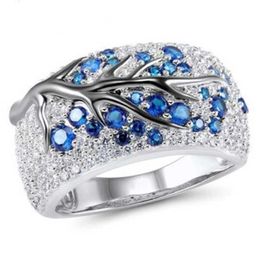Chenrui new electroplating color separation branch ring creative inlaid diamond womens hand jewelry