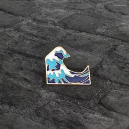 Brooches Cool Summer Holiday Ocean Jewelry Blue Sea Wave Brooch Men Women Clothing Backpack Bag Accessories Pins For Gift