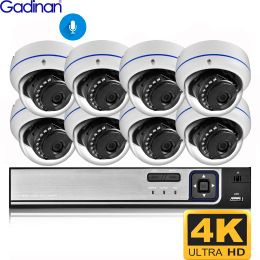 System 4K Video Surveillance Set 8MP POE Dome Vandelproof Camera Kit Audio Video Outdoor Home 4/8CH Set Security Camera System CCTV