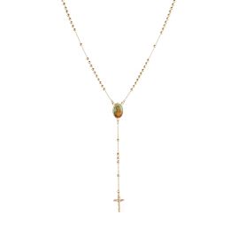 Necklaces HZMAN 14K Gold Plated Dainty Y Necklace Rosary Bead Virgin Mary Jesus Crucifix Cross Adjustable Choker Necklace for Women Girls
