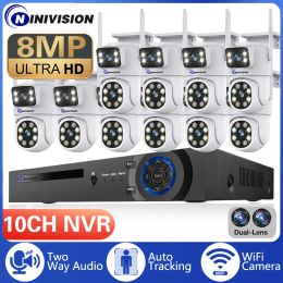 System 10CH 4K POE NVR HD 6MP Dual Lens PTZ WIFI IP Home Security Cameras System Video H.265 CCTV Auto Track Wireless Surveillance Kit