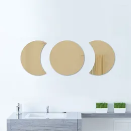 Wall Stickers 3D Circle Moon Mirror Sticker Removable Decal Acrylic Art Mural Home Decor Crescent Phase