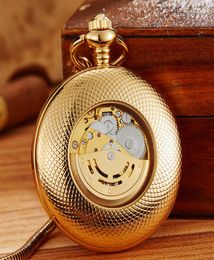 Luxury Copper Mechanical Pocket Watch Hand Wind Watch Vacuum IPG Plate Pendant Fob Clock With Chain Men Women3314111