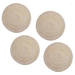 Table Mats ABSF Round Braided Placemats Washable Kitchen For Home Wedding Party 36Cm (Coffee Color) 4Pcs