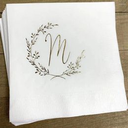 Party Supplies Personalized Wedding Napkins Laurel Wreath Rustic Custom Bar Reception LOTS Of COLORS Avai