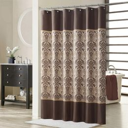 Shower Curtains Sterling Chocolate Farmhouse Classic Polyester Waterproof Fabric Modern Damask Printed Decorative Brown Curtain