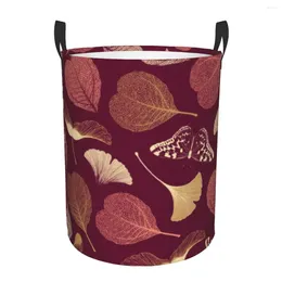 Laundry Bags Dirty Basket Ginkgo Biloba Leaves Folding Clothing Storage Bucket Toy Home Waterproof Organiser