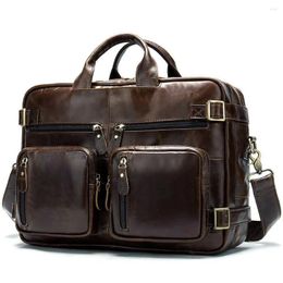Wallets High Class Italian Genuine Leather Men Briefcase Business Bag Male 15.6" Laptop Office Portfolio Tote Shoulder Messenger