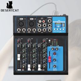 Equipment Desertcat Wireless 4 Channel Audio Mixer Portable Microphone Dsp Sound Mixing Console Usb Recording Mp3 Input 48v Phantom Power