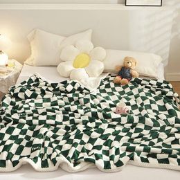 Blankets Vintage Checkerboard Grid Double Layer Blanket Exported To South Korea Single Multifunctional Nap Sofa