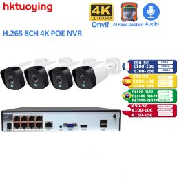 System 8CH 4k 8.0mp POE NVR CCTV System Kit IP Camera P2P IR IP66 Outdoor Weatherproof Video Security Surveillance FaceDetection