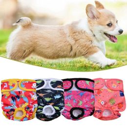 Dog Apparel Pet Physiological Pants For Puppies Comfortable Leak-proof Diapers With Cartoon Pattern Female Dogs Washable Periods