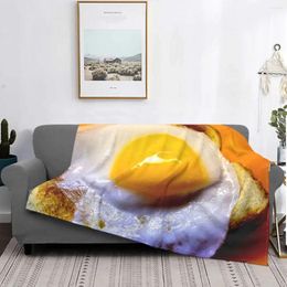 Blankets Fried Egg Delicious Blanket Flannel Winter Food Portable Super Warm Throw For Home Car Bedspreads