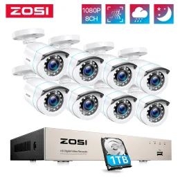 System ZOSI 8CH Home Security Camera System 1080p H.265+ DVR 8PCS 1080P/2.0MP Outdoor CCTV Cameras Video Surveillance DVR Kit