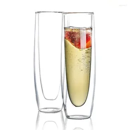 Wine Glasses 150Ml Glass Champagne Double-Layer Handleless Stemless Sparkling Transparent Fluteg