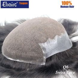 Toupees Toupees Q6 Swiss Lace In Stock Toupee Men Natural Replacement System Unit For Men Male Hair Prosthesis 100% Natural Human Hair