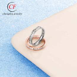 Personalised Versatile Diamond Inlaid Rose Gold Titanium New Trend Slim Couple Ring, Stainless Steel Ring