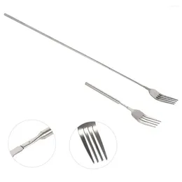 Forks Safe To Use Fork Portable Grilling Utensil Extendable Stainless Steel Dishwasher Barbecue Tool For Outdoor