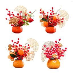 Decorative Flowers Artificial Potted Flower Harvest DIY Chinese Branches Ornament For Holiday Kitchen Farmhouse El Living Room